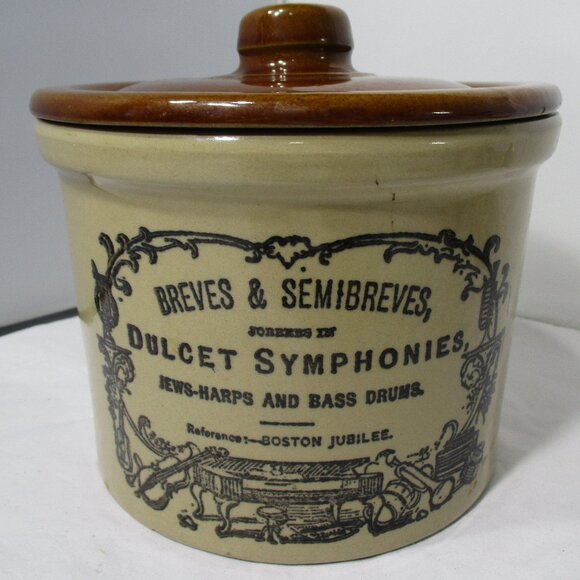 Vintage Advertising Musical Music Lidded Stoneware Pottery Butter Crock - Picture 9 of 9